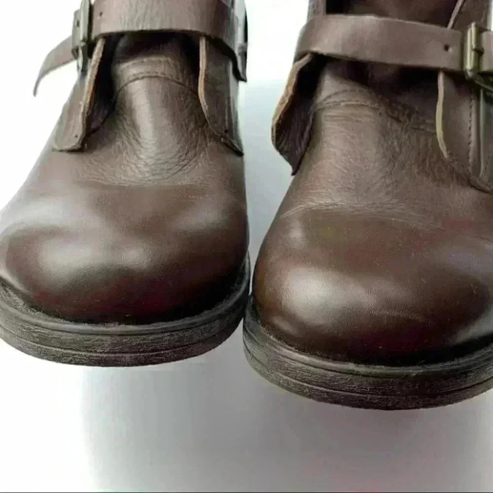 Dina true womens mid calf moto boots size 7 brown leather - Picture 7 of 10